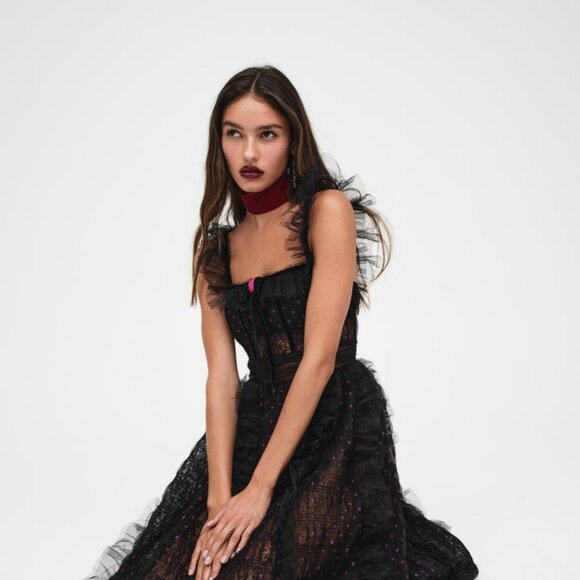 NWT For Love and Lemons Janelle Black Maxi Dress Size S - Picture 1 of 5